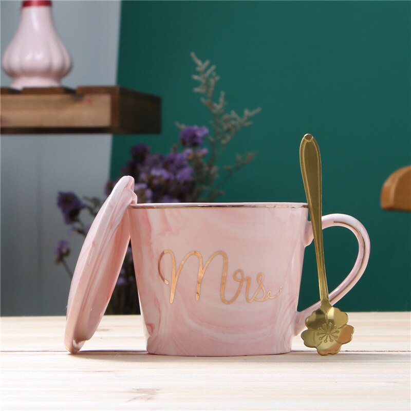 Ceramic Mr & Mrs Marble Mug Set - His and Hers Gift Set