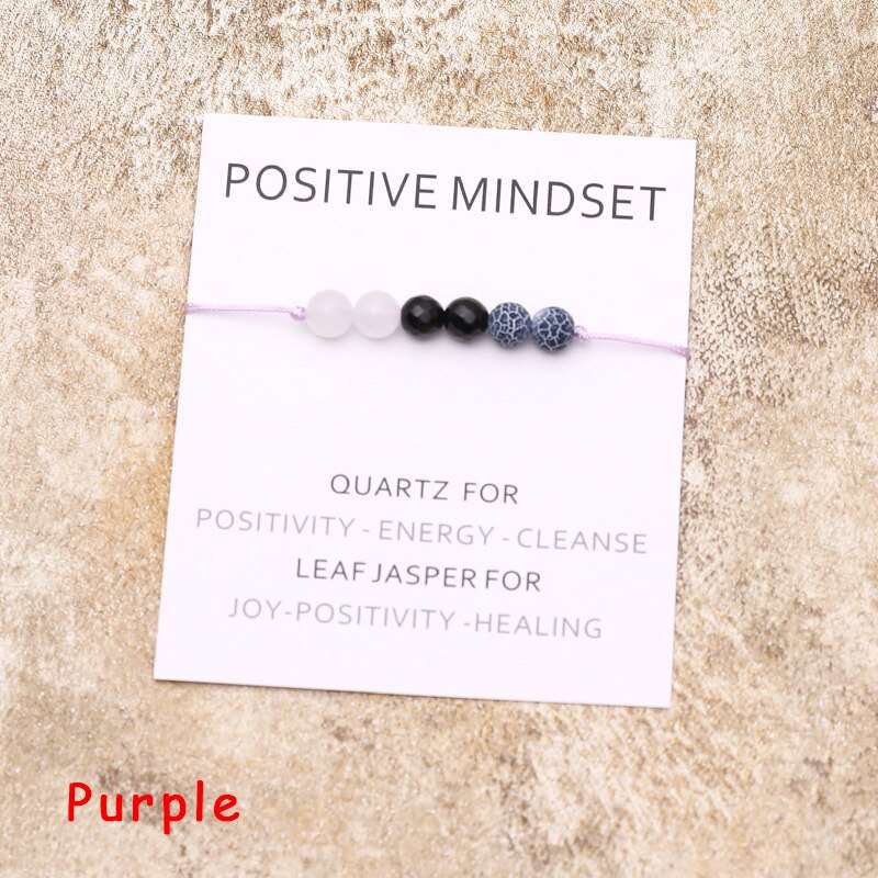 Positive Mindset Healing Crystal Bracelet  - Quartz & Leaf Jasper