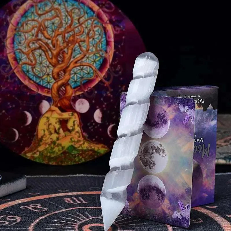 Natural Selenite Crystal Wand - High Energy Crystal for Healing and Meditation
