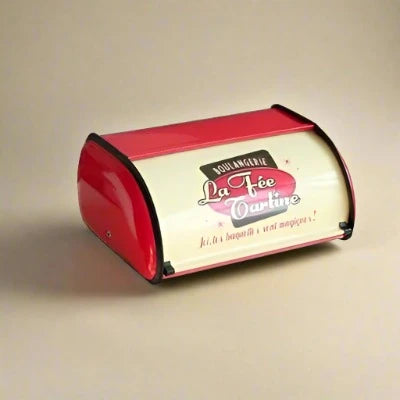 red Vintage Style French Cafe Bread Bin