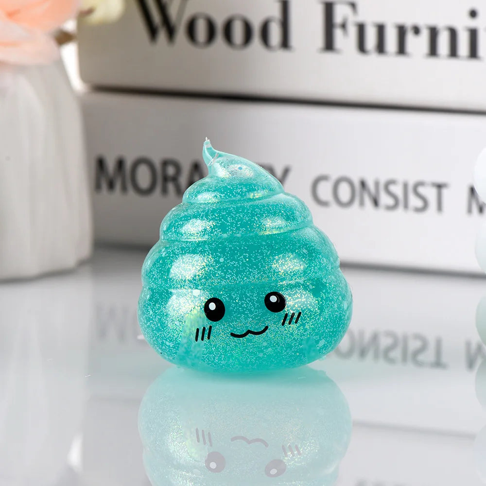 green Glitter Poo Squishy Stress Ball Funny Stretch Fidget Toy
