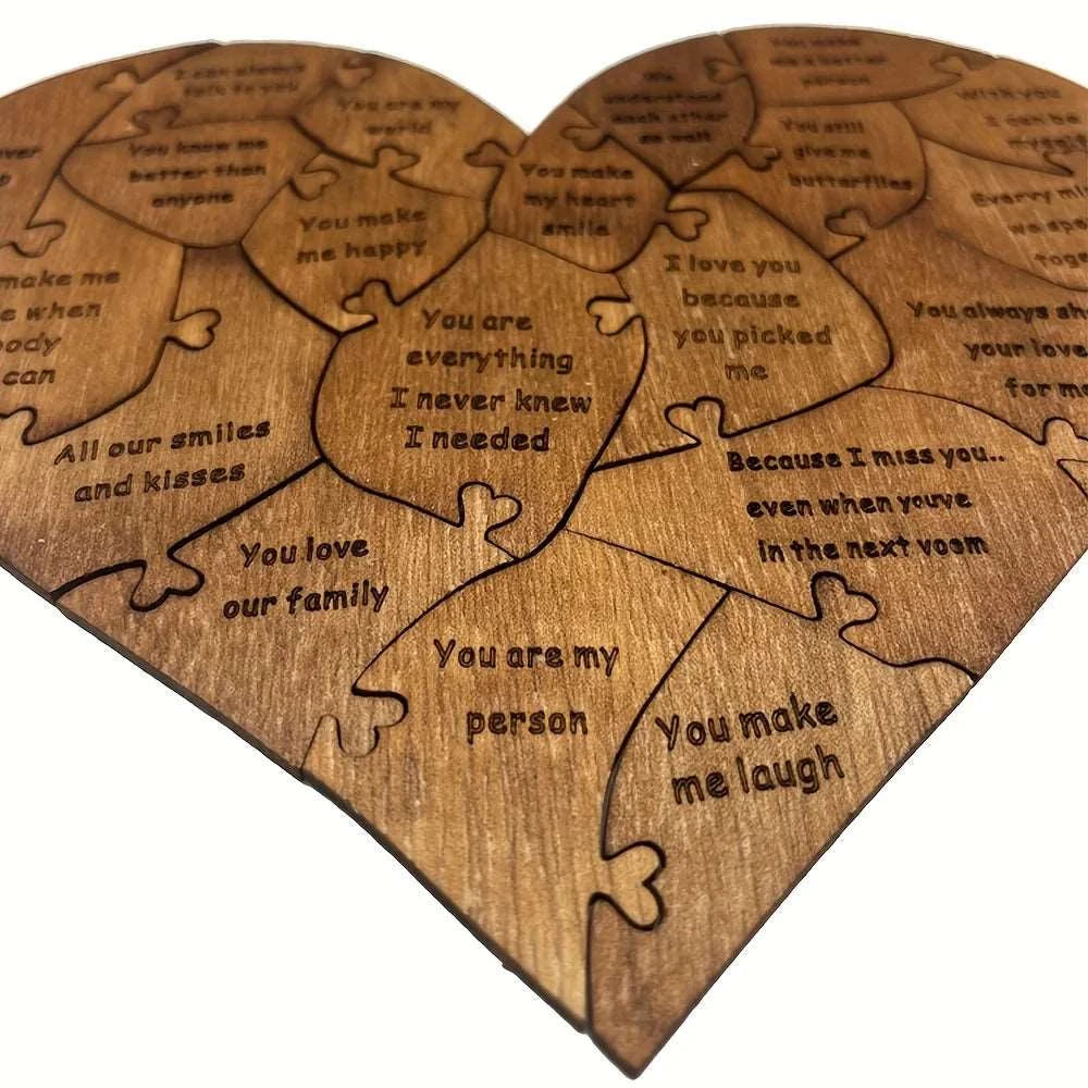 20 Reasons Why I Love You Wooden Heart Puzzle