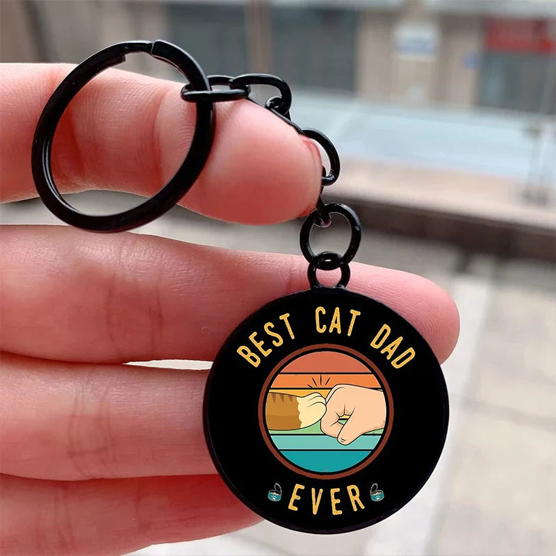 Best Cat Dad Ever Cool Keychain - Keychains from Dear Cece - Just £8.99! Shop now at Dear Cece