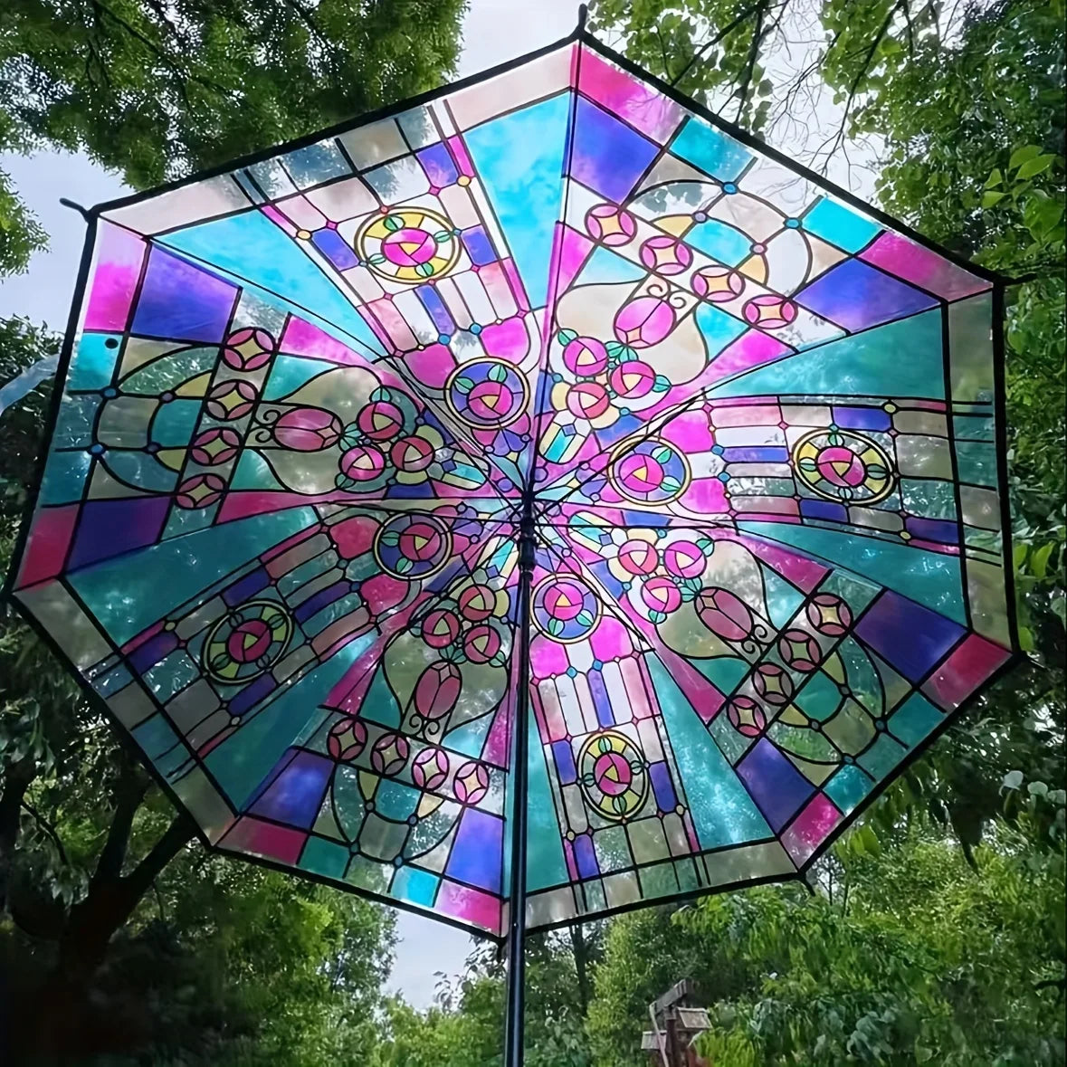Stained Glass Effect Portable Travel Umbrella - Umbrella from Dear Cece - Just £18.99! Shop now at Dear Cece