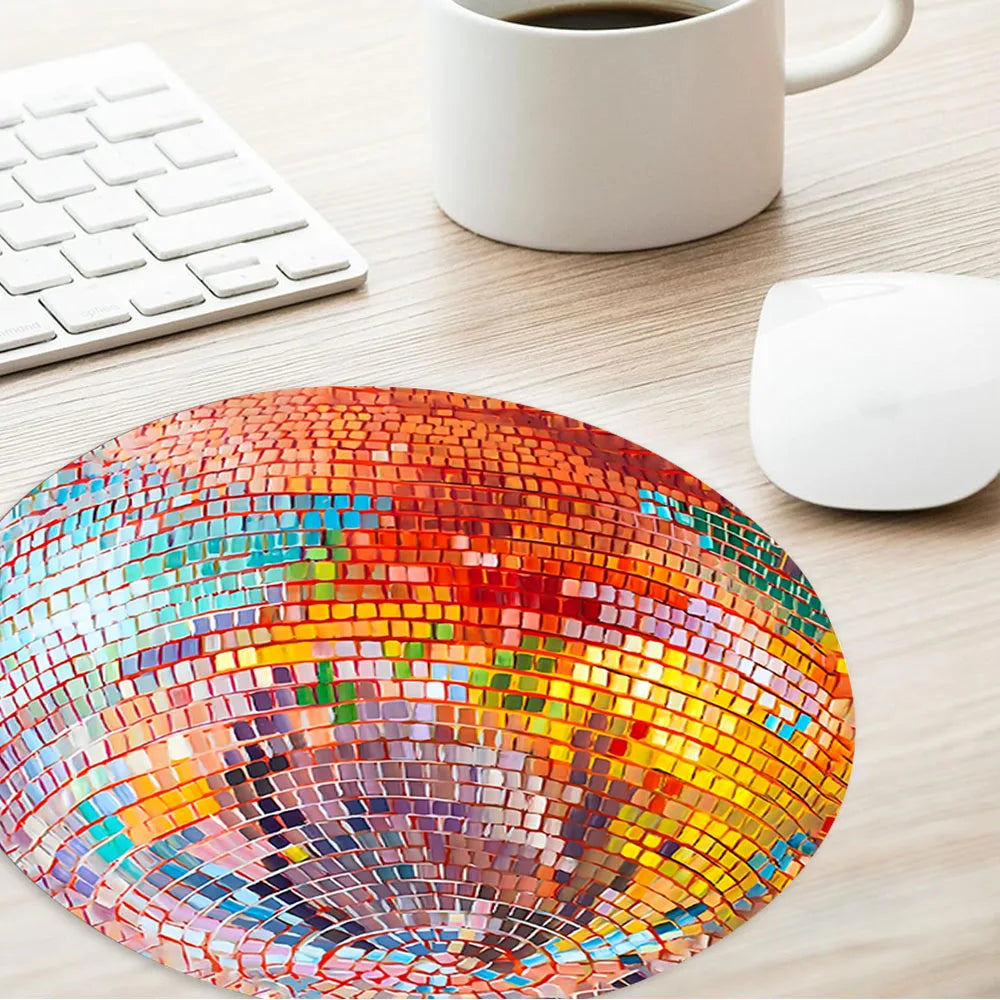 Color Disco Ball Round Mouse Pad