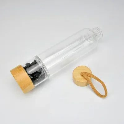 Natural Crystal Infused Bamboo Glass Water Bottle