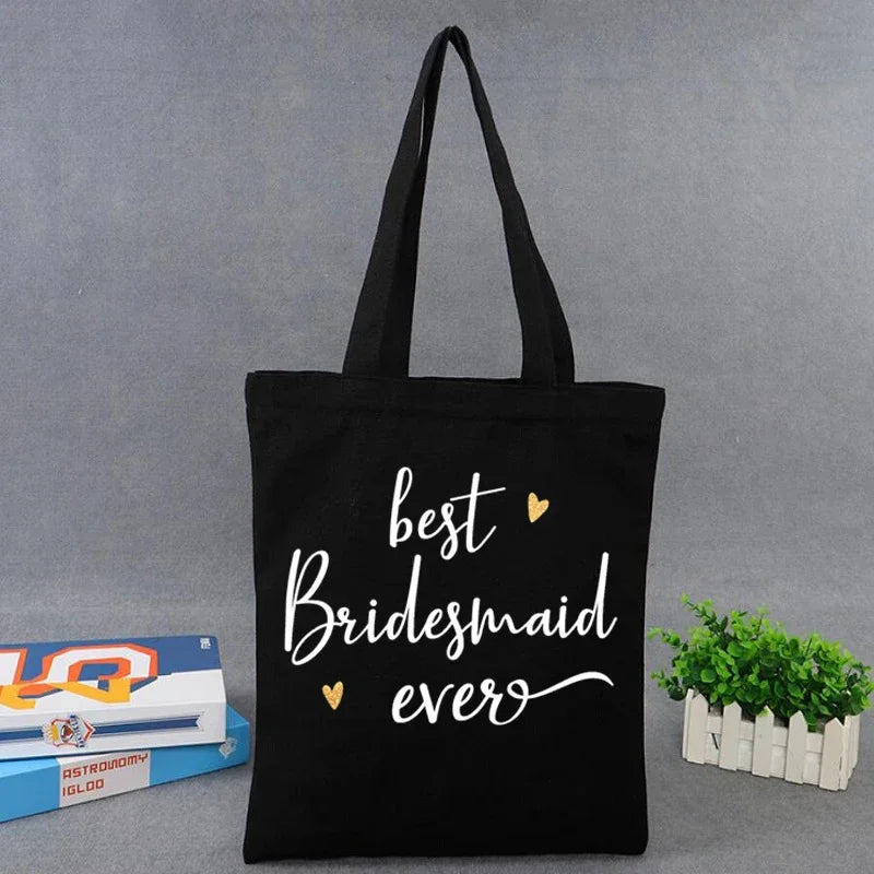 best bridesmaid ever black tote bag