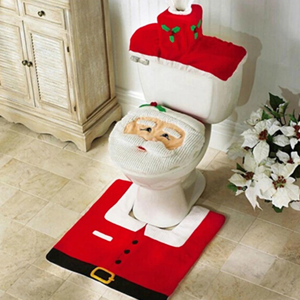 Santa Novelty Christmas Toilet Seat Bathroom Decoration