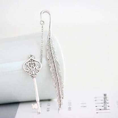 silver key vintage style bookmark