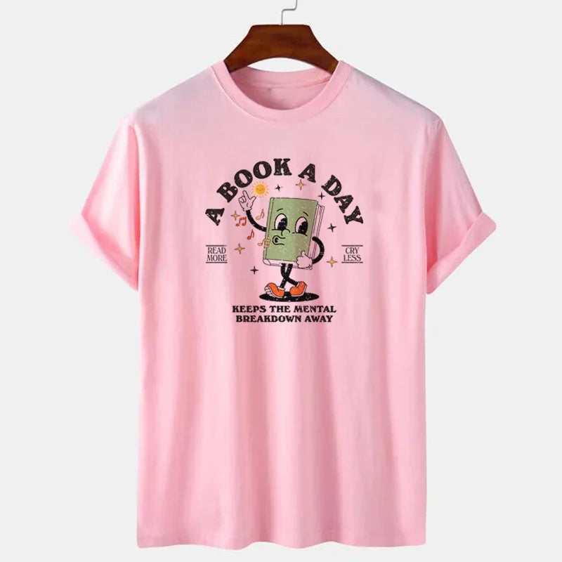 pink novelty t shirt for book lovers