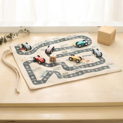 Canvas Travel Mat Wooden Car Game