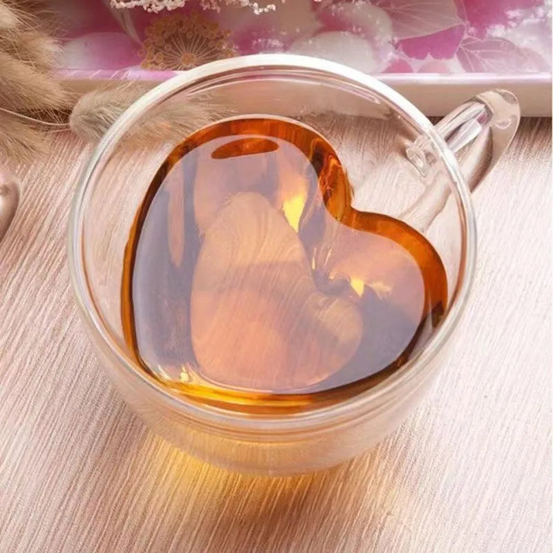 Heart Shaped Espresso Glass Coffee Mug