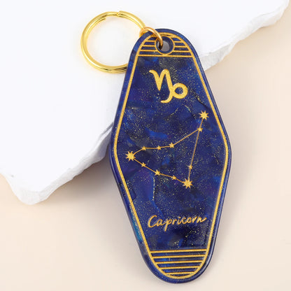 Zodiac Star Sign Retro Motel Keychain