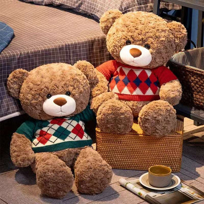 two Christmas Teddy Bear with Jumpers