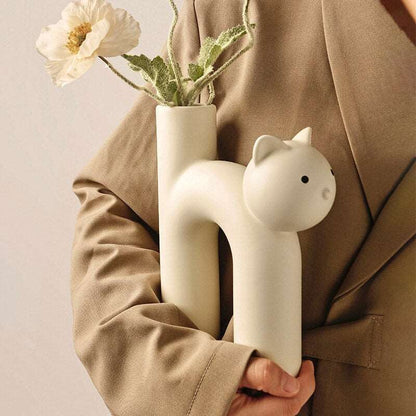 Ceramic Cat Flower Pot Vase - Vase from Dear Cece - Just £29.99! Shop now at Dear Cece