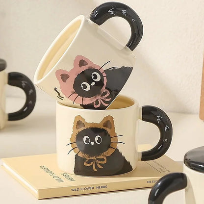 Cute Black Cat Mug with Lid - Mugs from Dear Cece - Just £15.99! Shop now at Dear Cece