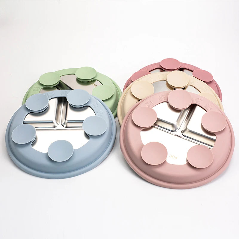 Three colorful pet bowls with a geometric design on a white background