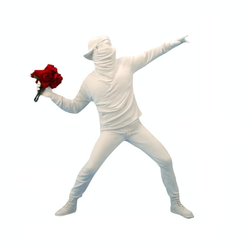 Banksy flower thrower statue ornament