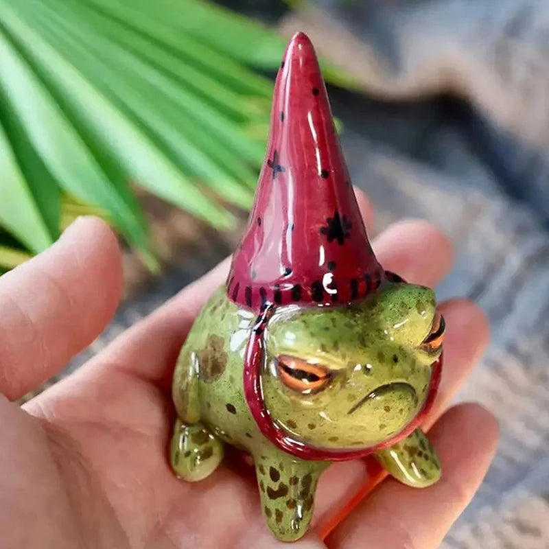 Red Cute Frog Resin Garden Statue