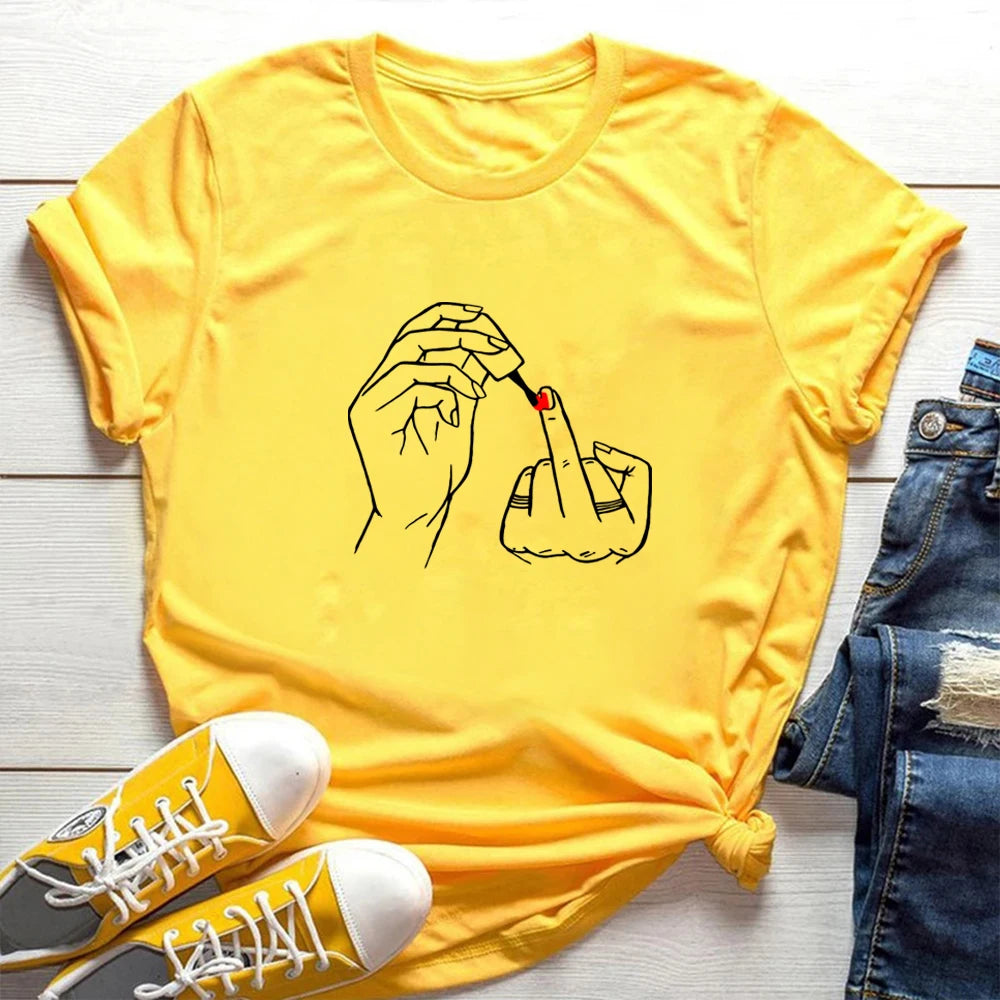 Feminist Nail Polish Middle Finger T-shirt - T Shirts from Dear Cece - Just £19.99! Shop now at Dear Cece