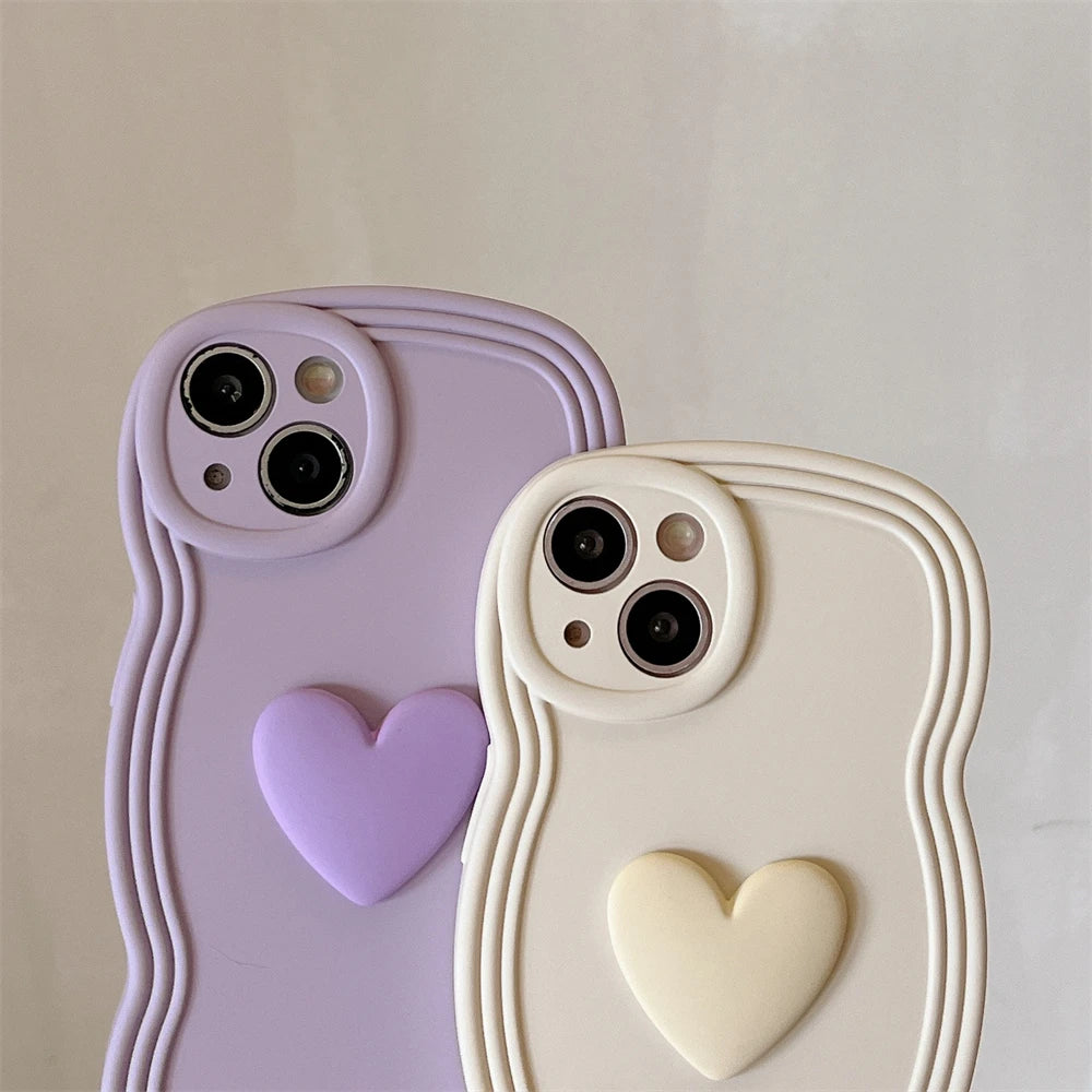 Wave Texture 3D Love Heart Soft iPhone Case - phone case from Dear Cece - Just £12.99! Shop now at Dear Cece