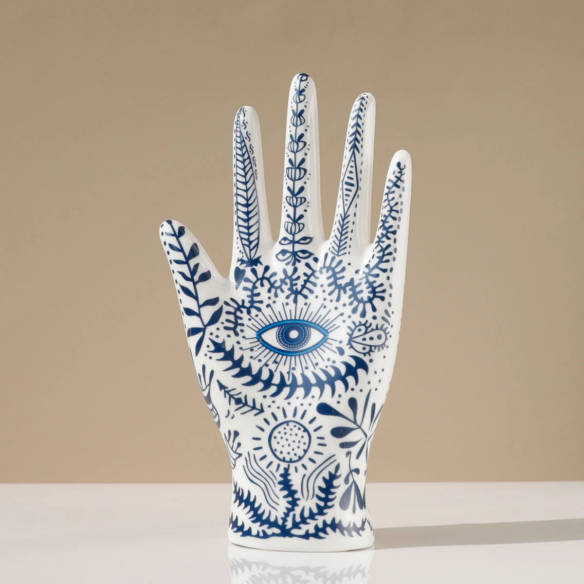 Hamsa Evil Eye Ceramic Hand Ring Holder