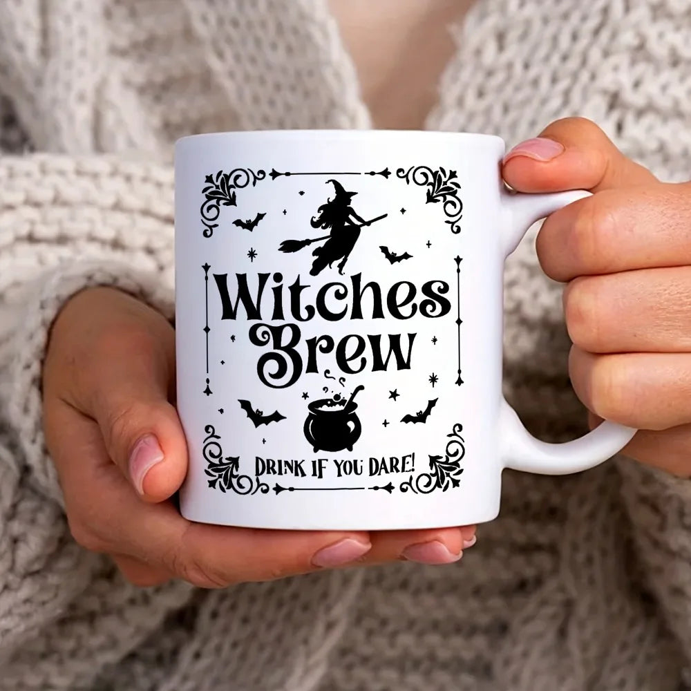 White Novelty Halloween Witches Coffee Mug