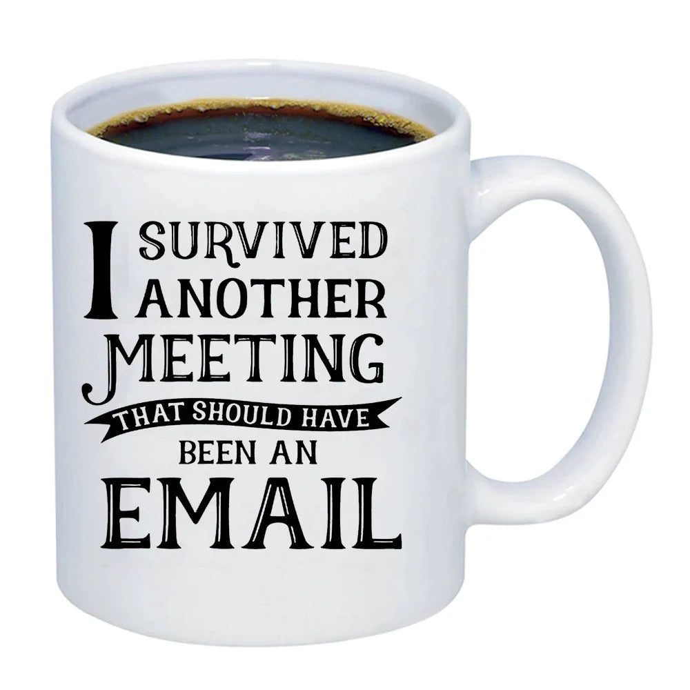 I Survived Another Meeting Novelty Coffee Mug - Mugs from Dear Cece - Just £17.99! Shop now at Dear Cece