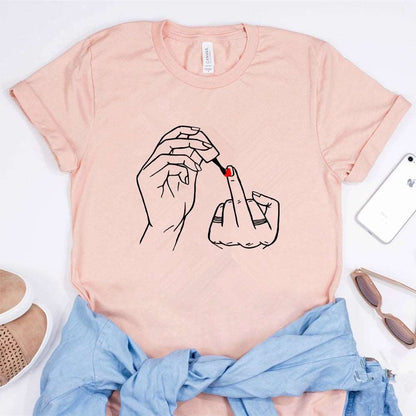 Feminist Nail Polish Middle Finger T-shirt - T Shirts from Dear Cece - Just £19.99! Shop now at Dear Cece