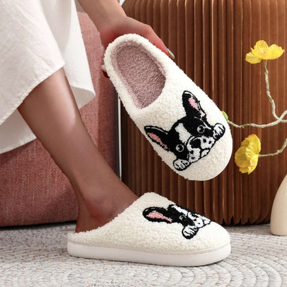 model wearing French Bulldog Cotton Slippers