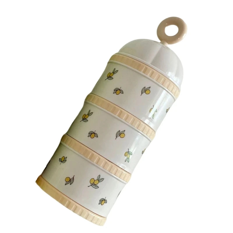 Decorative container with bee pattern on a white background