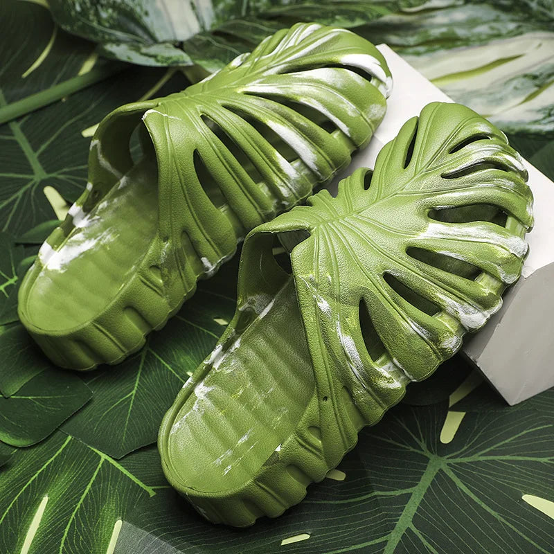 Monstera Cheese Plant Sliders - slippers from Dear Cece - Just £24.99! Shop now at Dear Cece