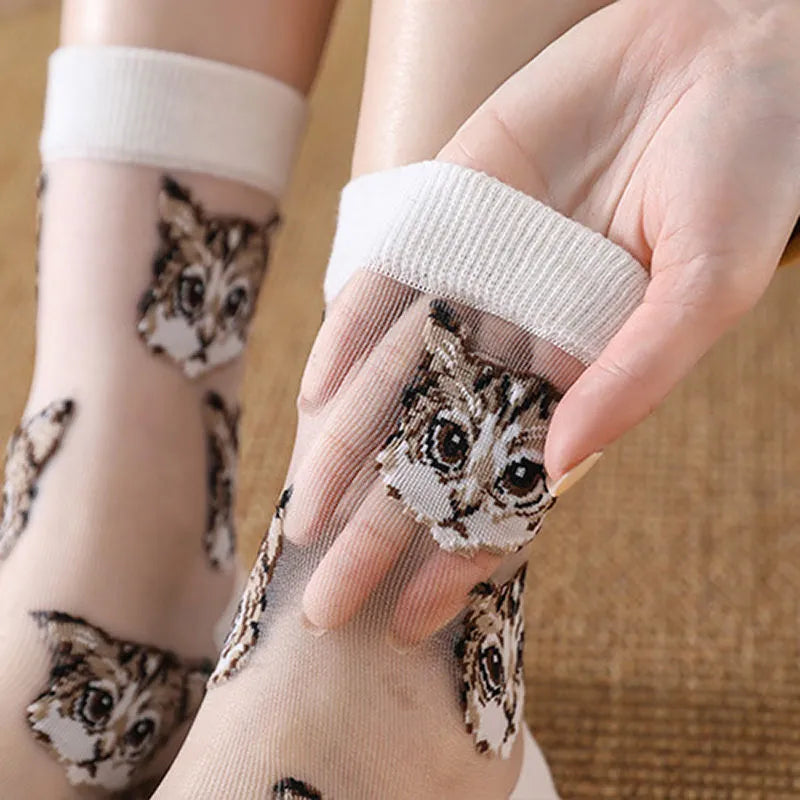 Transparent Cute Cat Socks Gift