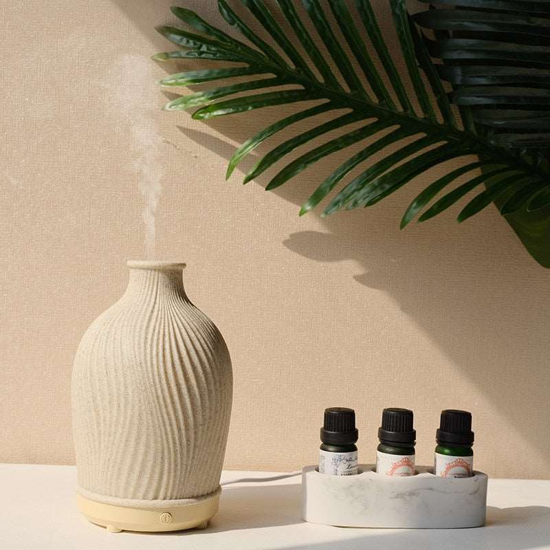 Ceramic Essential Oil Mist Diffuser - front side with oils