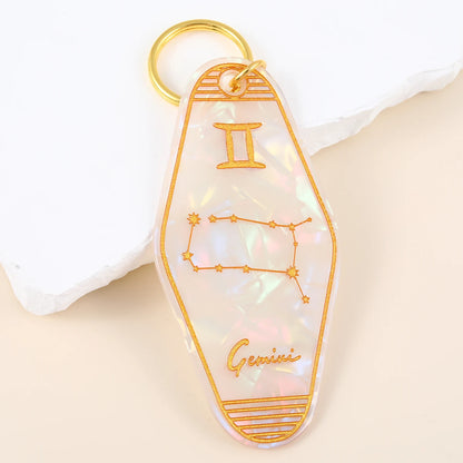 Zodiac Star Sign Retro Motel Keychain