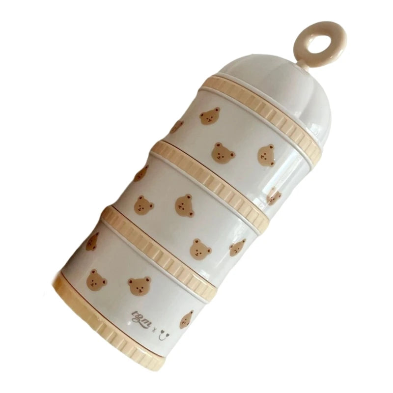 Baby Formula Dispenser Storage Container with teddy bear pattern on a white background