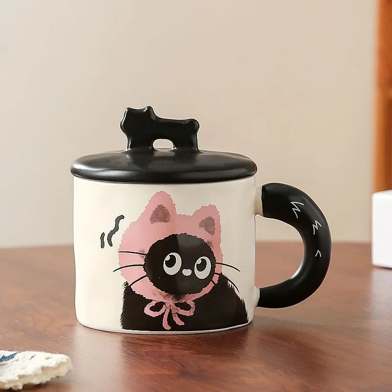 Cute Black Cat Mug with Lid - Mugs from Dear Cece - Just £15.99! Shop now at Dear Cece