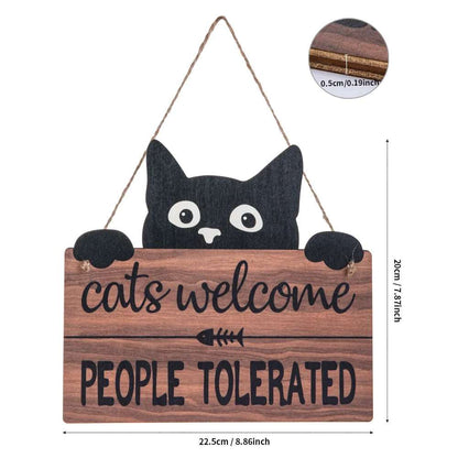 Cats Welcome People Tolerated Hanging Wall Art - Wall Art from Dear Cece - Just £12.99! Shop now at Dear Cece