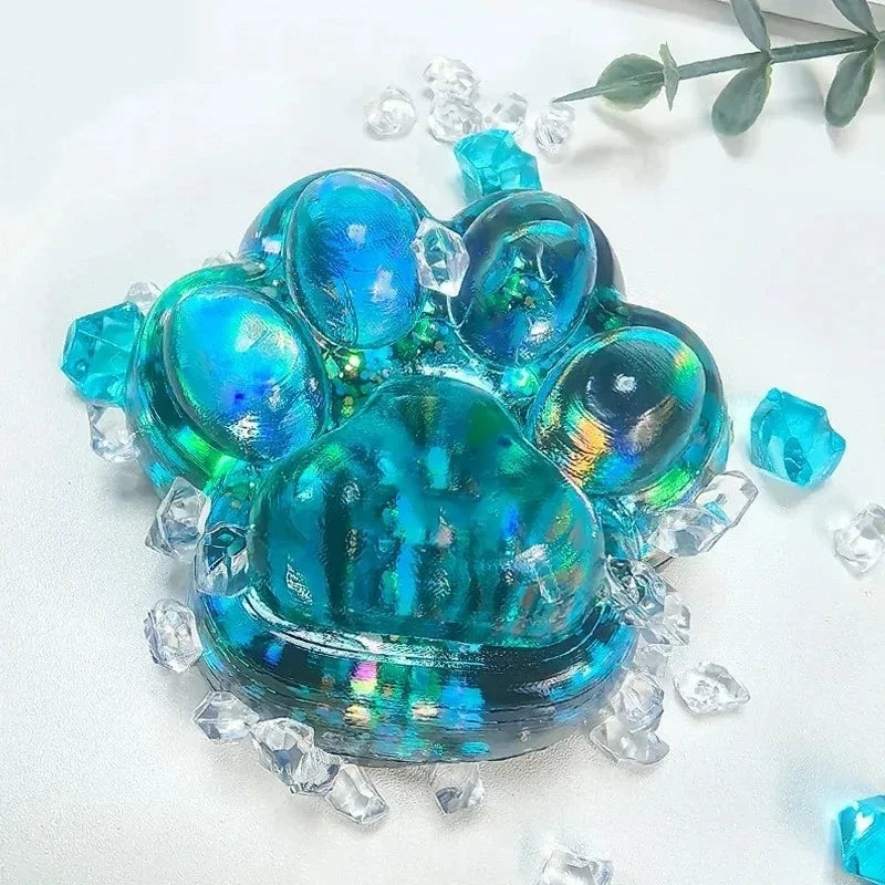 green Taba Squishy Cat Paw Kawaii Sticky Sensory Fidget Toy