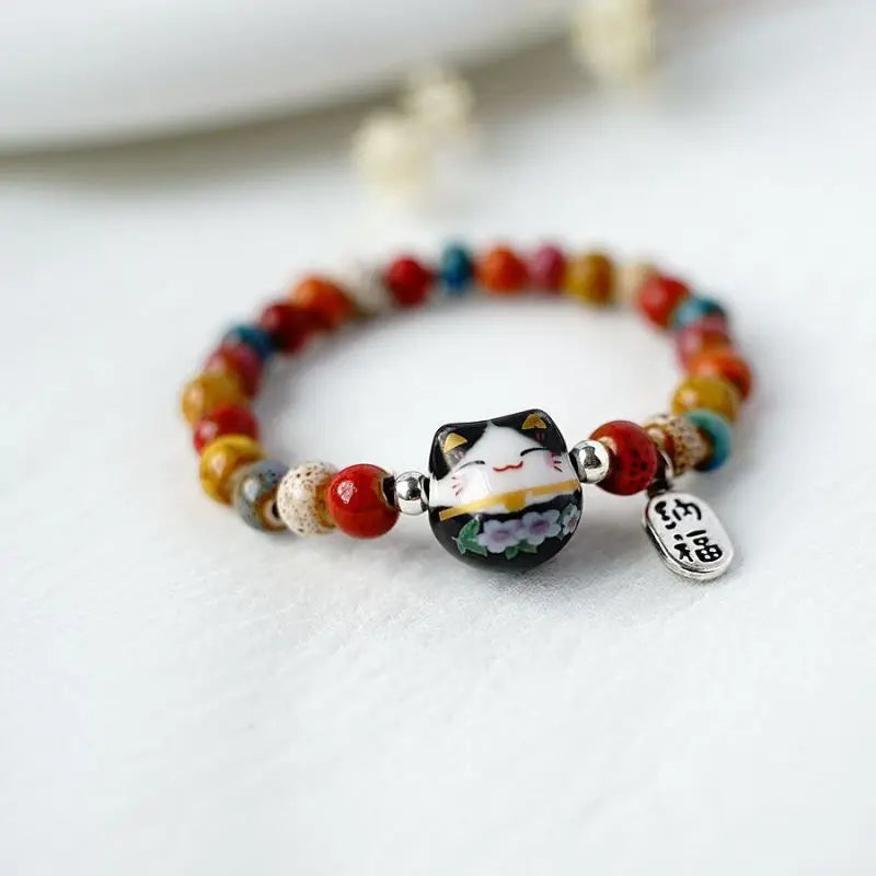 Chinese New Year Lucky Cat Beaded Bracelet