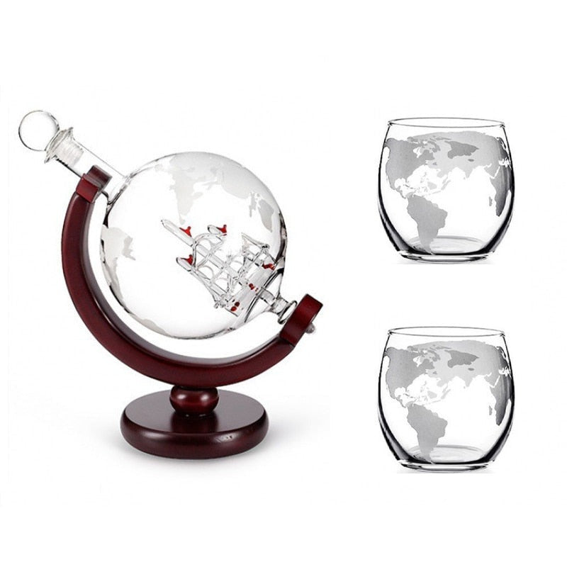globe decanter and glasses