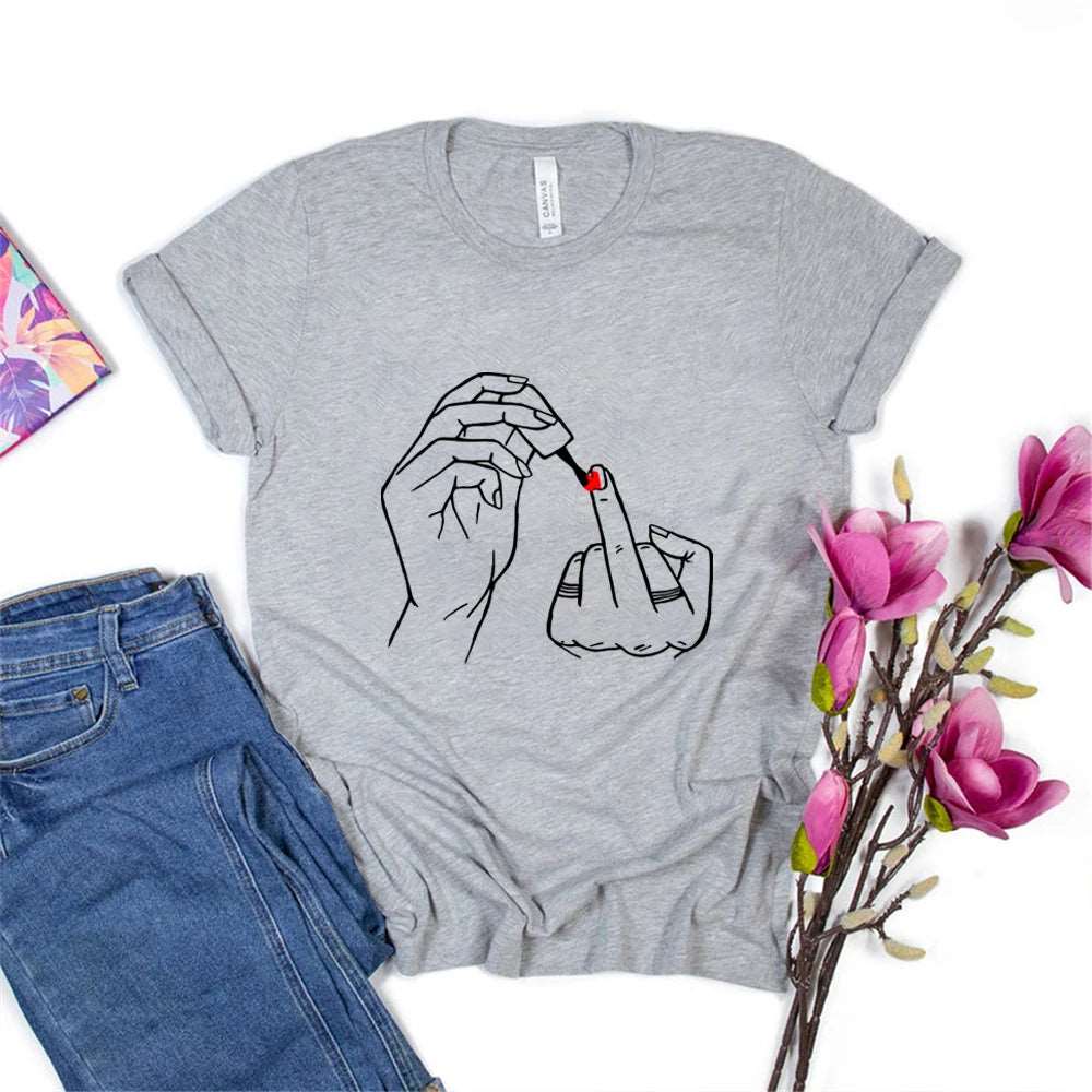 Feminist Nail Polish Middle Finger T-shirt - T Shirts from Dear Cece - Just £19.99! Shop now at Dear Cece