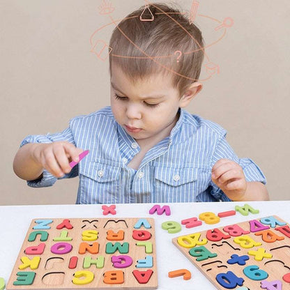 Alphabet & Number Wooden Puzzle - Montessori Toys from Dear Cece - Just £12.99! Shop now at Dear Cece