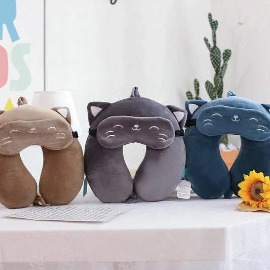 Cat Travel Neck Pillow and Sleep Mask - Travel Pillow from Dear Cece - Just £17.99! Shop now at Dear Cece