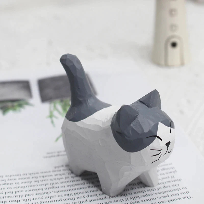 Handmade Wood Carved Kitty Cat - Animal from Dear Cece - Just £9.99! Shop now at Dear Cece