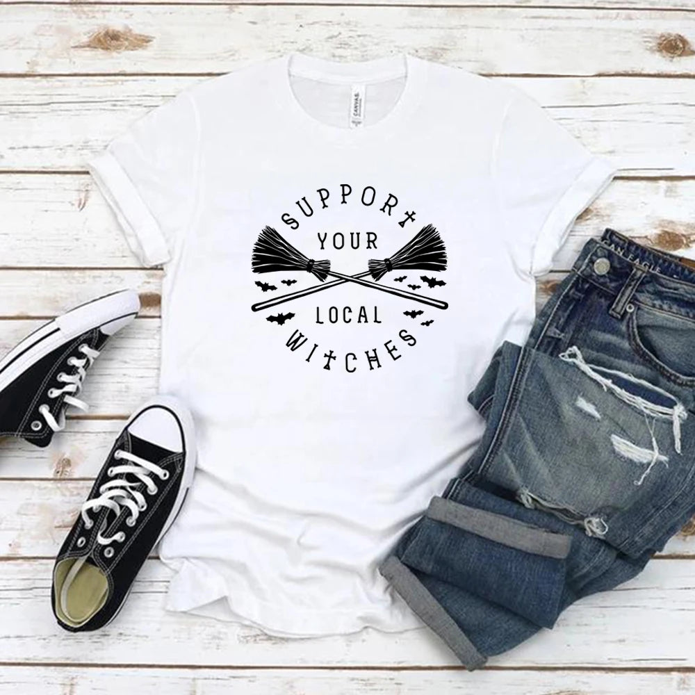 White Support Your Local Witches T-Shirt