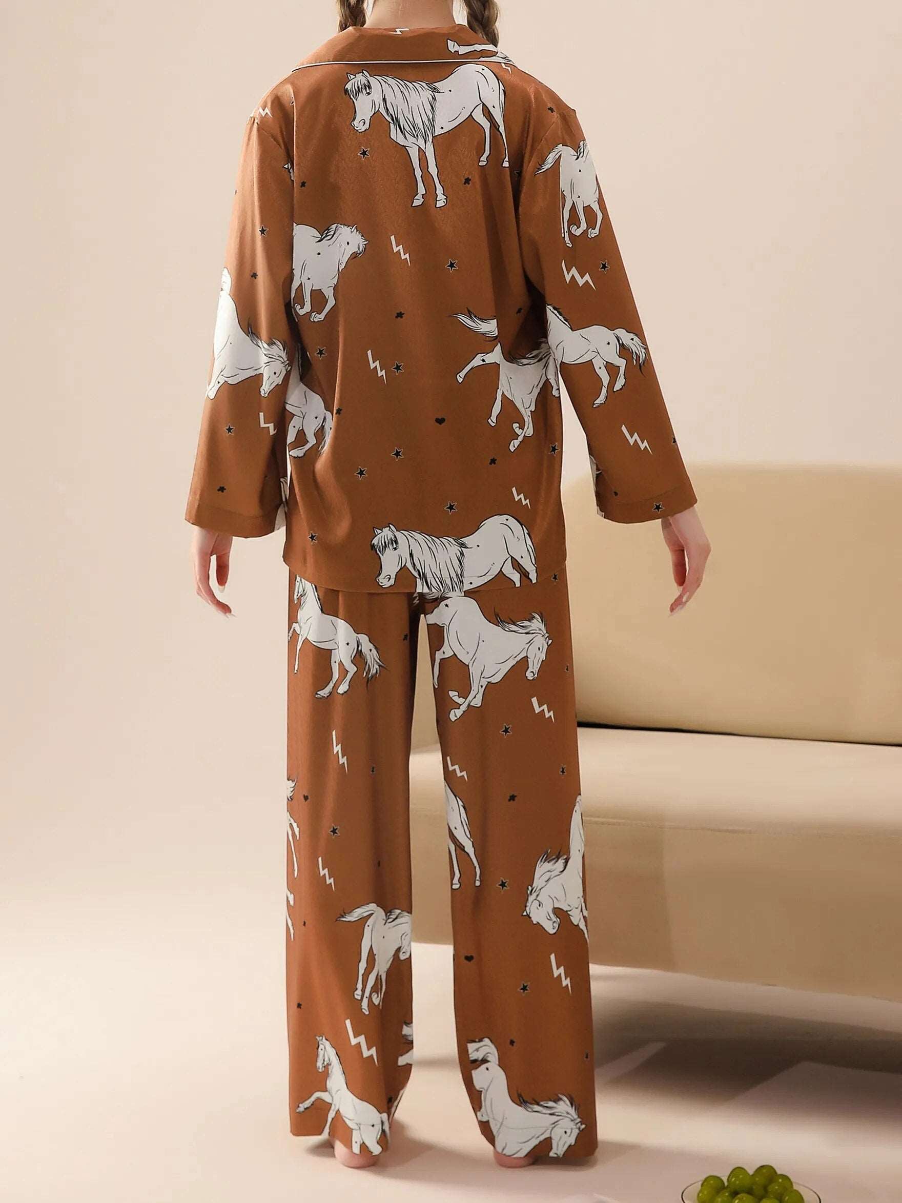Auburn Stallion Horse Print Pyjama Set for Women