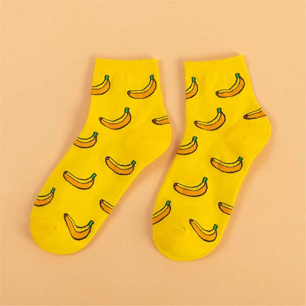 Happy Fruit Womens Socks - Yellow banana