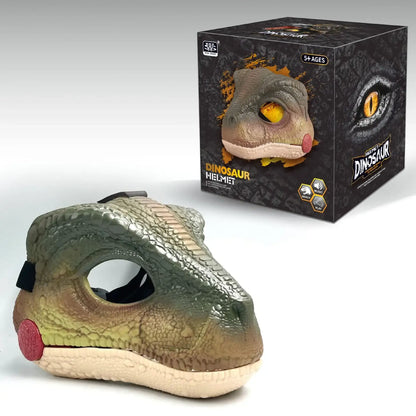 Dinosaur helmet with packaging on a white background