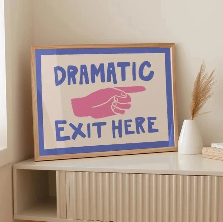 Dramatic Exit Here Sign Framed Wall Art Canvas Print